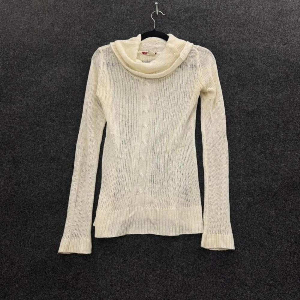 Unionbay Cream Open Knit Cowl Neck Sweater Womens Large Y2K Coastal